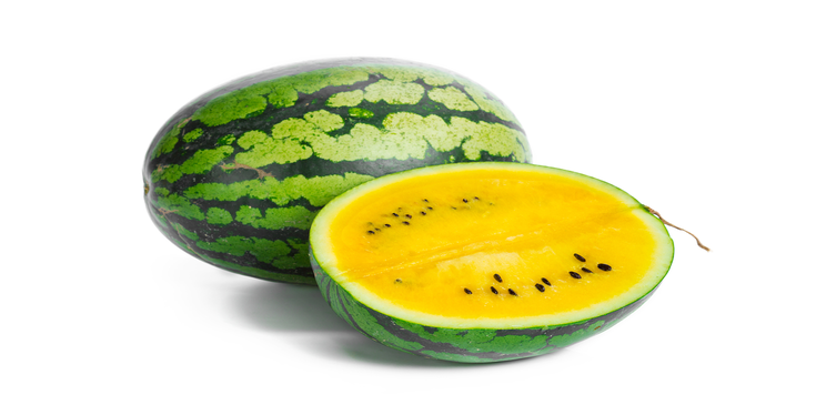 half chopped and full yellow watermelon