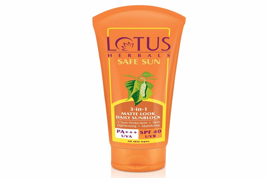 best sunscreens Lotus Safe Sun 3-In-1 Matte Look Daily Sunblock